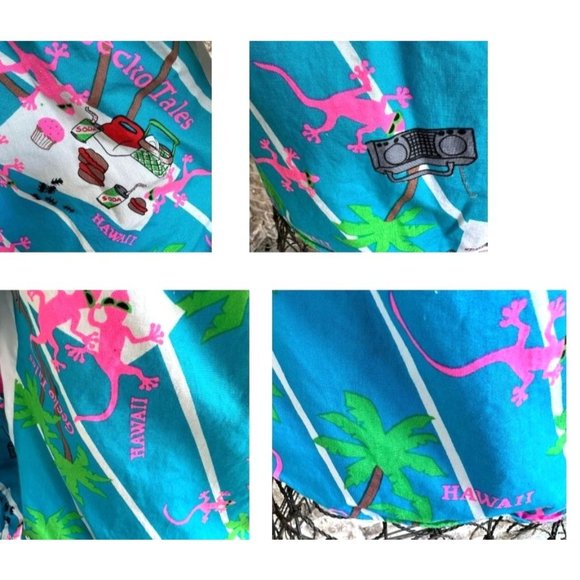 VTG Hand Tailored  Kaseys Tuxedo Shirt Small  Hawaii Gecko Palm Tree Pro… - Picture 6 of 12